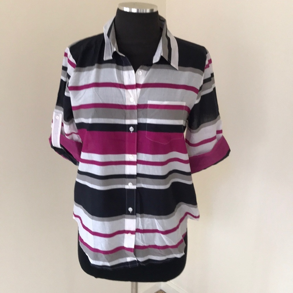 NWT! ANN TAYLOR Size S Petite striped button down shirt